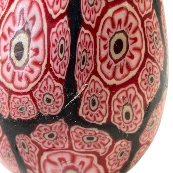 Vintage Millefiori egg shaped candle pinkish red/black - Picture 6 of 8